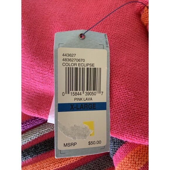 IZOD Woman's Sweater Size XL Fuchsia Pink Striped Knit Long Sleeve New - Picture 13 of 14
